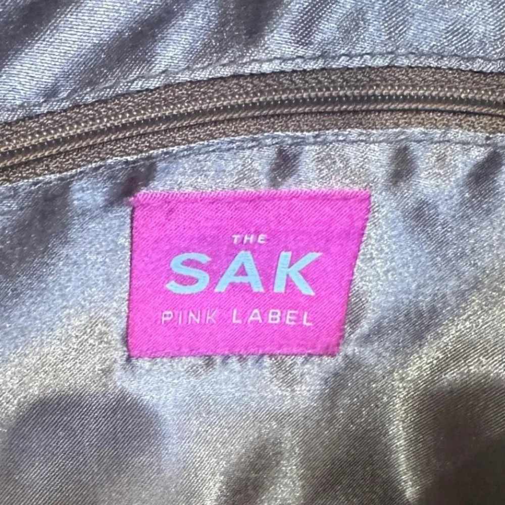 The Sak Pink Label Leather Hobo Shoulder Bag Tan Pebbled Slouchy Boho Y2K Vintag